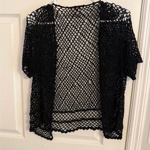 Teddi Black Open-Knit Cardigan
